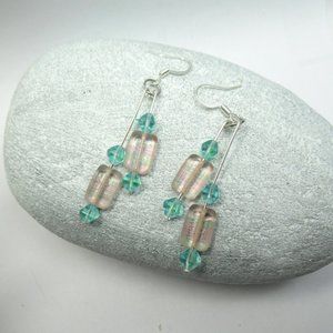 Uranium glass double dangle earrings